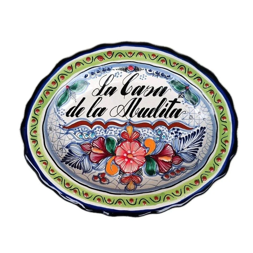 Talavera Mexican Pottery Oval Plate La Casa De Abuelita Grandma's House Platter - Picture 1 of 9
